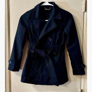 Juniors Double Breasted Look Belted Jacket - Size Medium